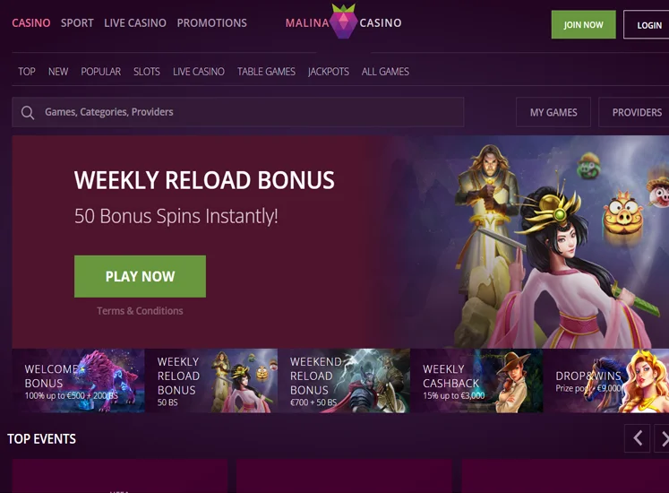 Malina Casino főoldal &ndash; a platform &aacute;ttekint&eacute;se &eacute;s navig&aacute;ci&oacute;